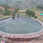 Reservorio Circular para el almacenamiento de 80.000 litros de agua, construido con molde de adobe en 3 días